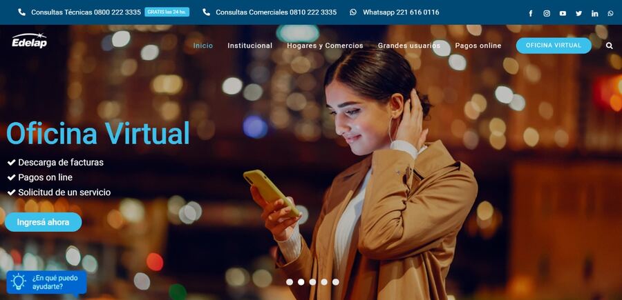 EDELAP: Medios para realizar pagos, solicitudes o consultas sobre el servicio eléctrico
